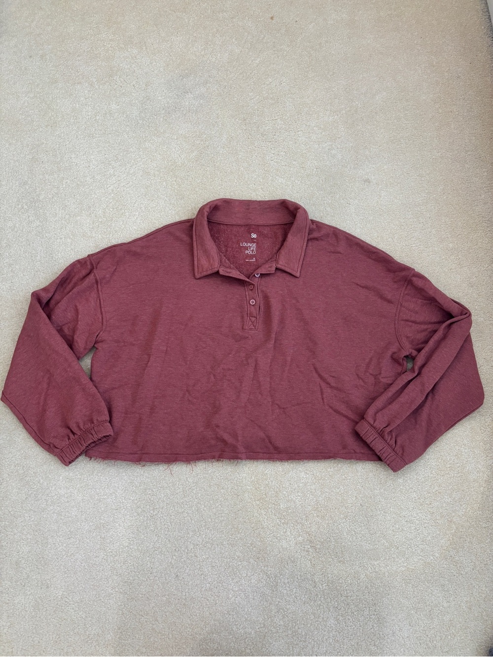 SO Lounge Polo Cropped Long Sleeve Size XL